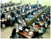 inside call center office