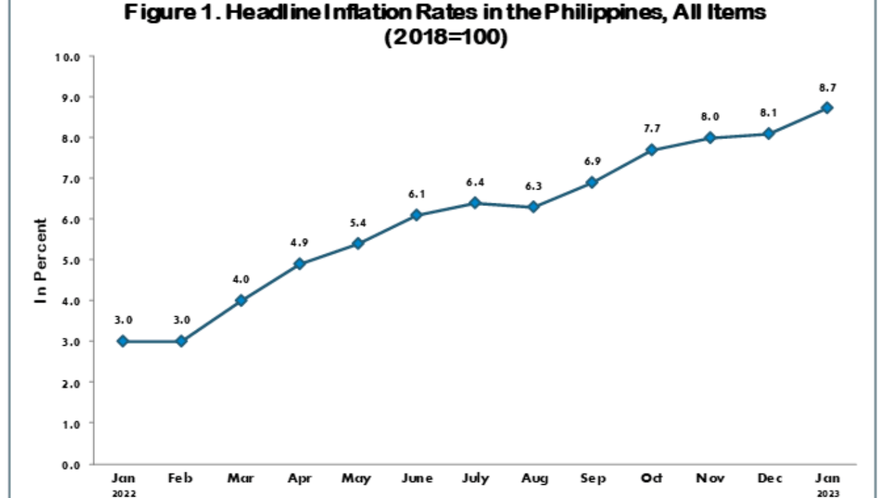 PH January inflation hits 15-year high at 8.7%