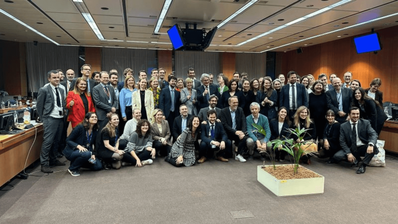 EU policymakers during the last meeting on the Artificial Intelligence Act. Photo from EU Council